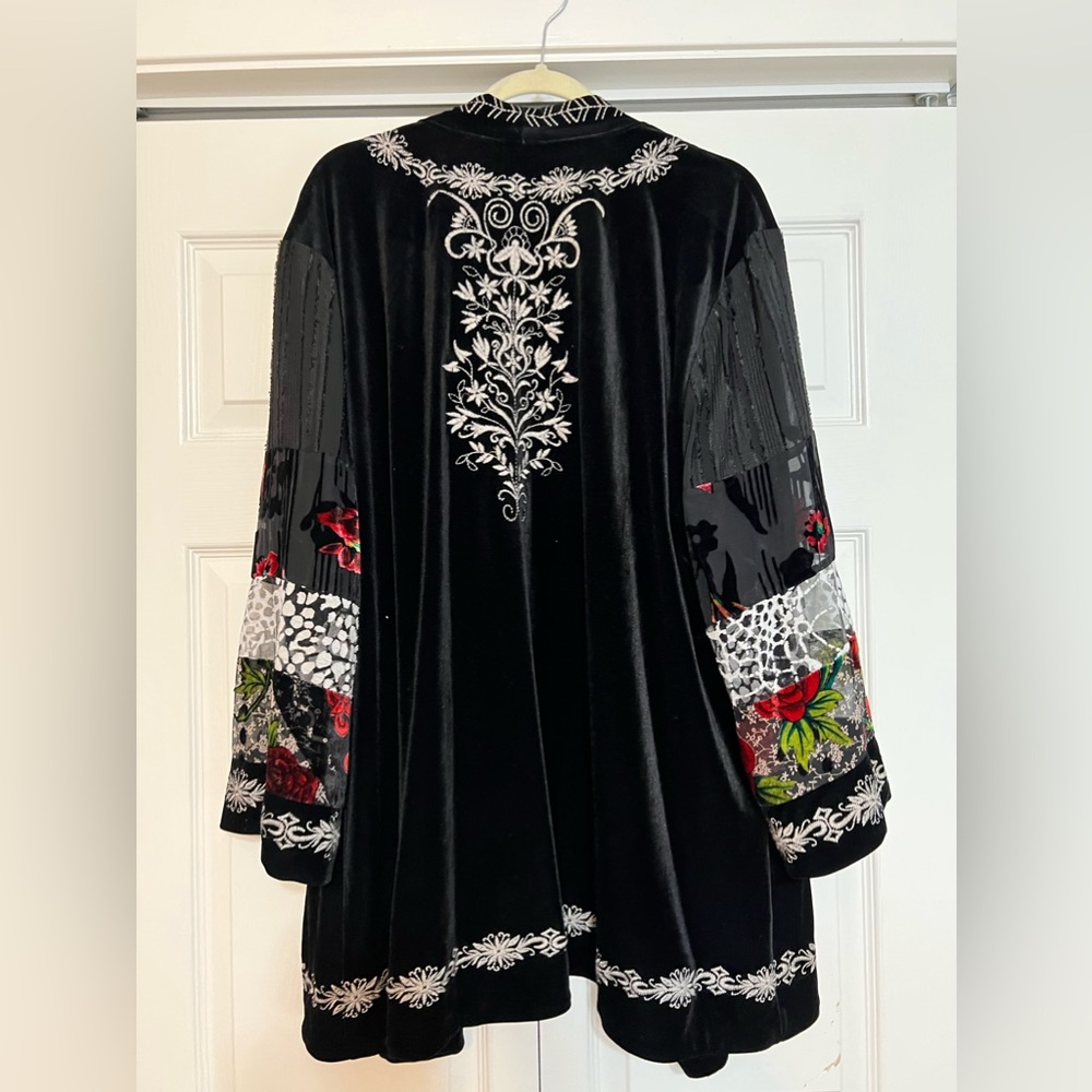 John Mark Embroidered Open Front Kimono Jacket 2X